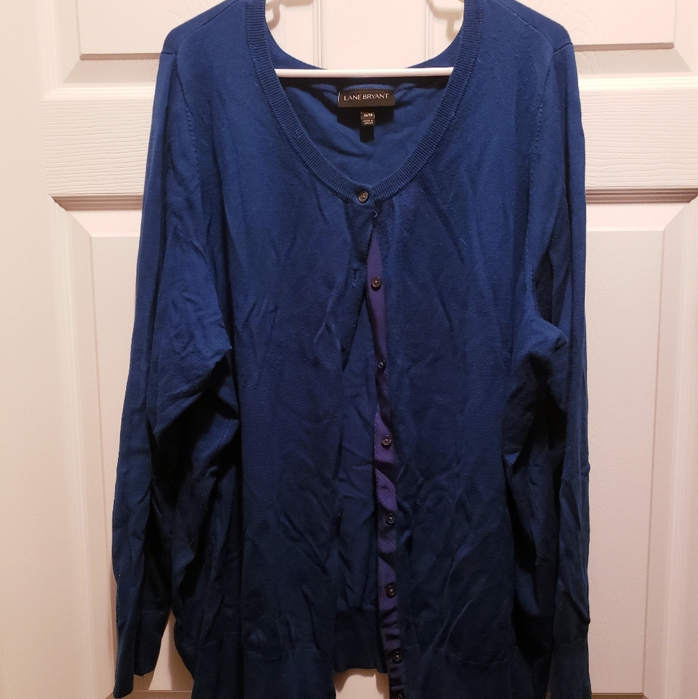 Lane Bryant button-front cardigan, sapphire blue, size 26/28